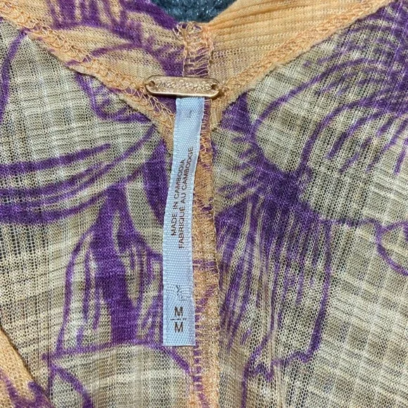 Free People One Dance Dolman Sleeve Top M Coral Floral Twist Front OB615271 - Picture 6 of 9